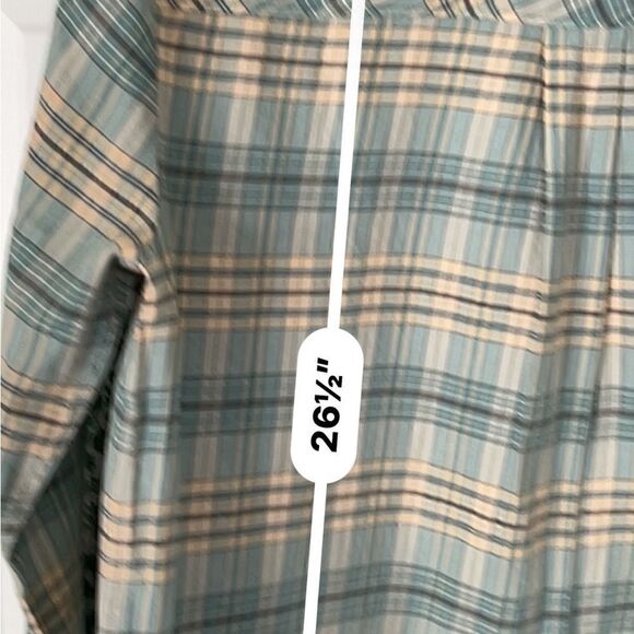 Faherty blue and green plaid button down long sleeve shirt w neck tie Sz small - Picture 10 of 11